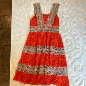 Size small Ryu orange, and tan lace dress